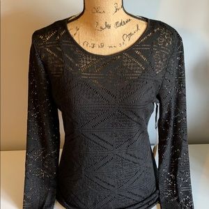 Women's Lacey Black Long sleve Dress